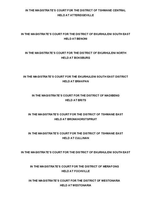 HOF Kopstukke/Citations: Magistrate's Court District Profiles - Studocu