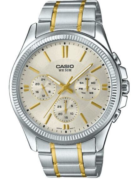 Casio Enticer Two-Tone Multi-Dial Stainless Steel Band, MTP-1375HSG ...