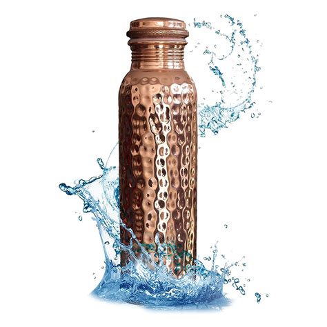 KUVI Jointless Eye Hammered Pure Copper Water Bottle Leak Proof 1000ml ...