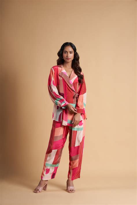 Burgundy Printed Draped Co-Ord Set – Subhrekha