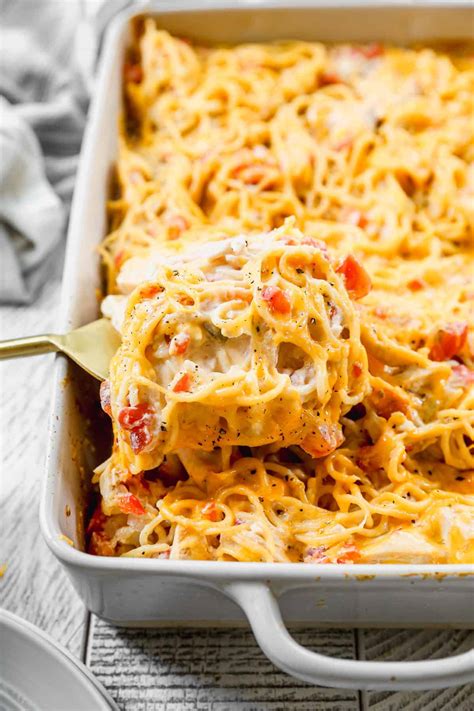 Baked Chicken Spaghetti Cheesy Chicken Spaghetti Recipe L The Novice