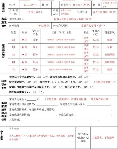 云南省家庭经济困难学生认定申请表-(填写模板)_文档下载