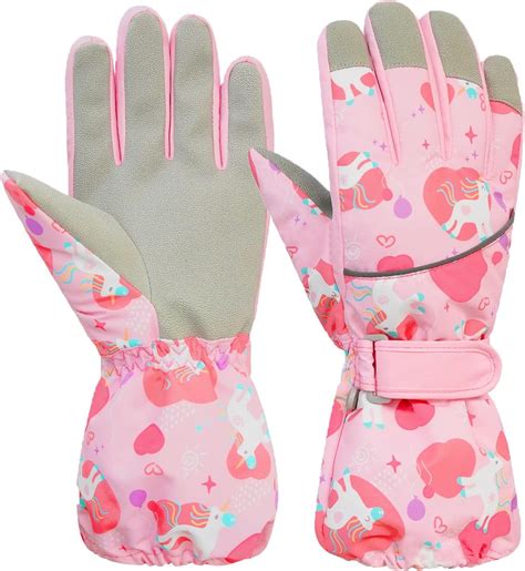 JUPSK Kids Winter Ski Gloves Waterproof Anti Slip Plush Thermal ...