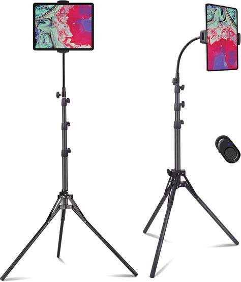 Lusweimi iPad Tripod Stand, Gooseneck 72” Adjustable Floor Stand ...