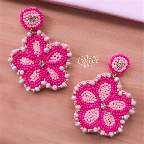 The Pink Petals - Beaded Earrings – Olive Jewellery
