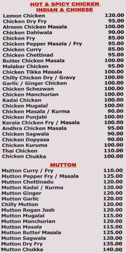 Menu at Al Reem Briyani & Fast Food, Chennai