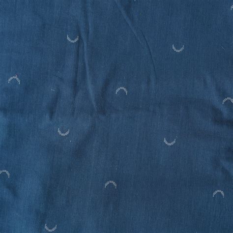 (PRE-CUT 1 METER) Pure Cotton Handloom Blue With Grey Moon Motif Woven ...