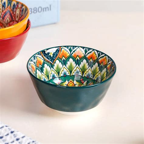 Multicolour Mandala Snack Bowl Set Of 4 380ml Online - Premium Snack ...
