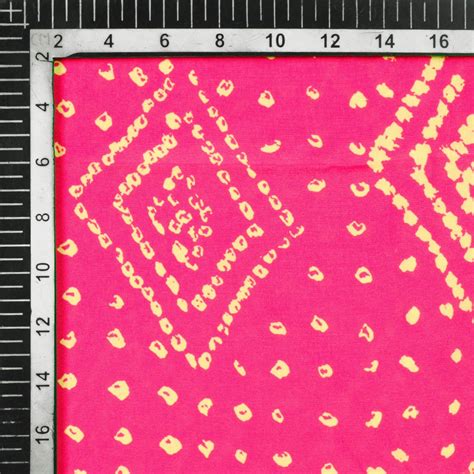 Cerise Pink And Cream Bandhanii Pattern Digital Print Crepe Satin Fabr ...