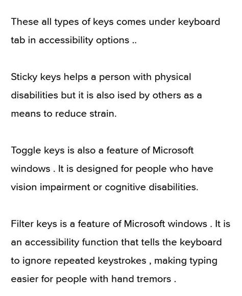 what are toggle, sticky and filter key - Brainly.in