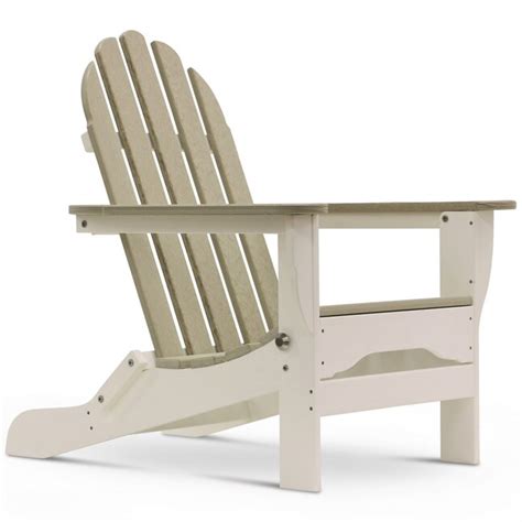 DuroGreen Icon White with Birchwood Plastic Frame Stationary Adirondack ...