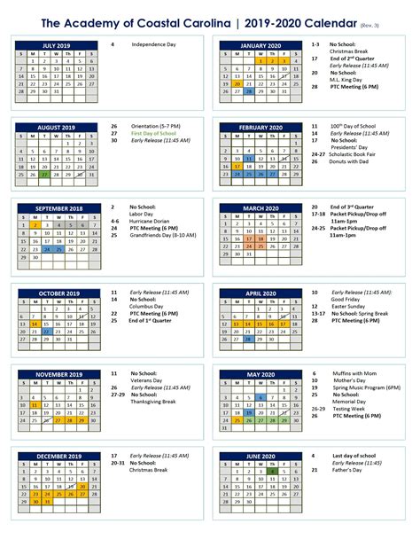 Coastal Carolina Calendar 2024 2025 Printable - UK Printable Hub