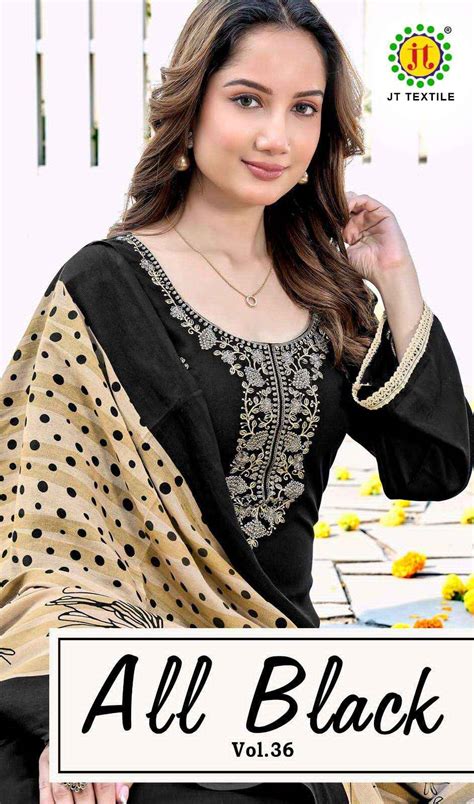 Jt All Black Vol 36 Rayon Premium Designs Dress Catalog Wholesalers
