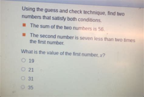 Image result for Algebraic Using Guess and Check Method