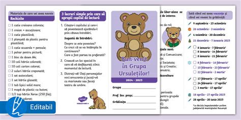 Grupa Ursuleților – Pliant început de an școlar grupa mică