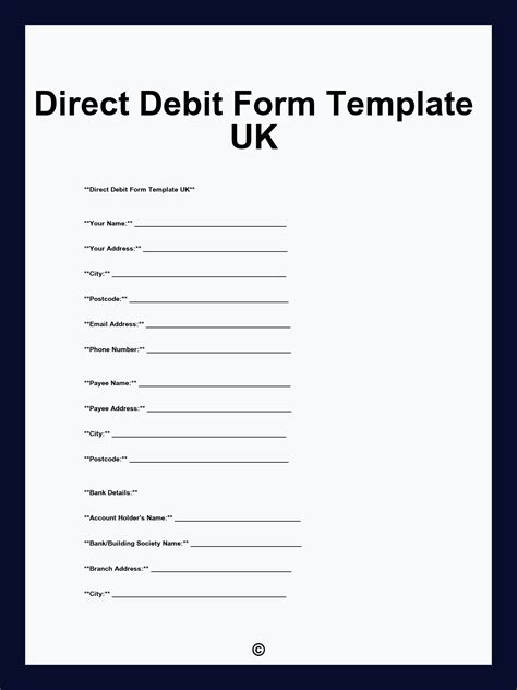 Direct Debit Form Template UK
