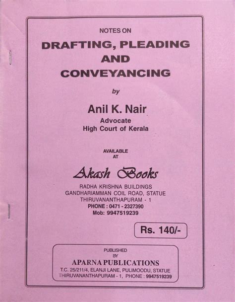Drafting, Pleading and Conveyancing - Anil k Nair (Notes) - Online Book ...
