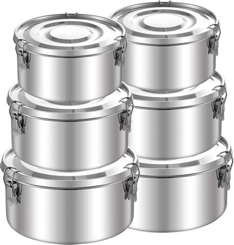 Amazon.com: 6 Pcs 304 Stainless Steel Food Storage Containers with Lid ...