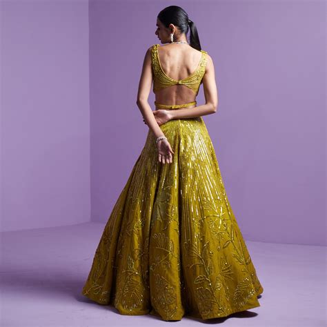 Buy Lime Spectrum Lehenga Set For Women | Indyverse