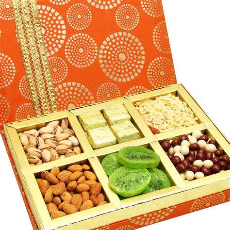 Ghasitaram Gifts - Dry Fruits Hamper -Satin 6 Part Hamper Box |Gift ...