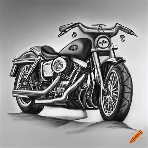Realistic pencil drawing of a Harley Davidson motorcycle on Craiyon