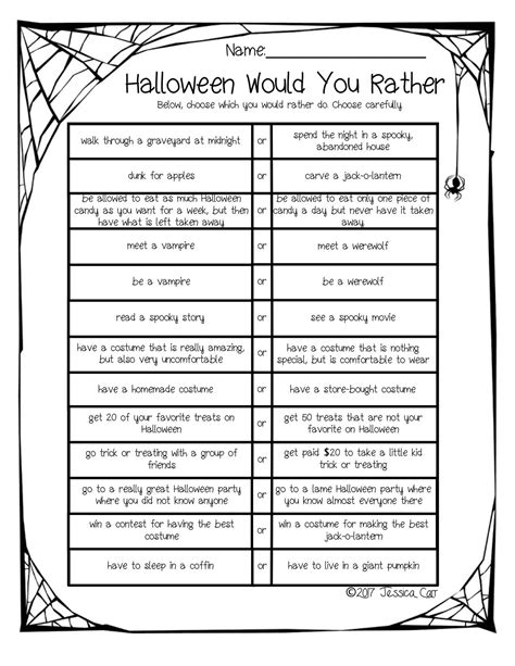Would You Rather Halloween Printable
