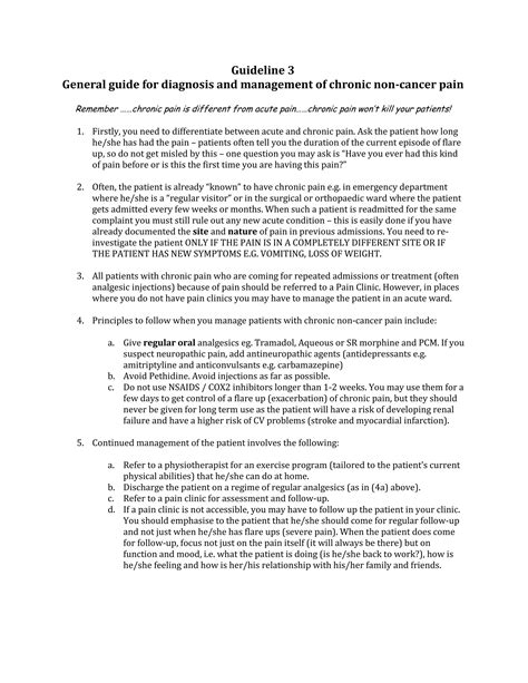 Pain as the 5 th vital sign guidelines for doctors | PDF