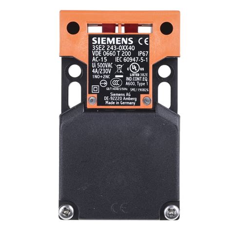 3SE2243-0XX40 Siemens | Siemens 3SE2 Series Interlock Switch, 1 NO/2 NC ...