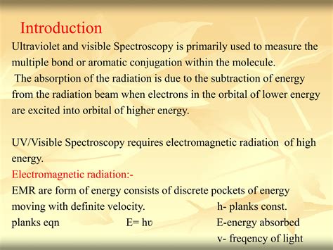 UV Visible spectroscopy, introduction, principles, applications | PPTX - introduction to spectroscopy