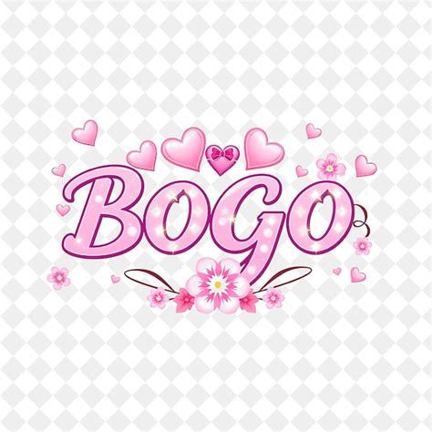 Shoujo Text Bogo con cuori scintillanti e fiori Testo è elegante e ...