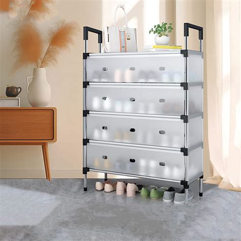 Buy 6-Tier Entryway Shoe Rack with Dustproof Doors, Multi-Layer Storage ...