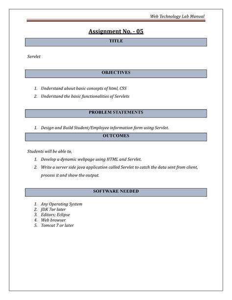 5 servlet assignment no 51 on web tech on web technology - Assignment ...