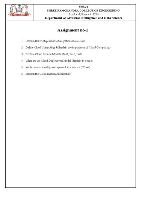 10.List of Assignment Topics - SHREE RAMCHANDRA COLLEGE OF ENGINEERING ...