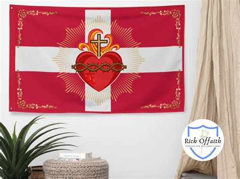 Sacred Heart Flag Sacred Jesus Heart Pride Flag Catholic Pride Month Family Gift Catholic Home ...