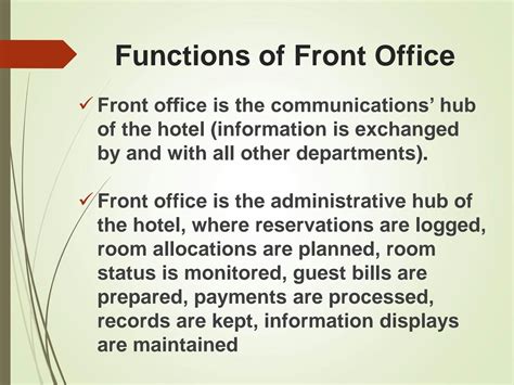SOLUTION: Front office job description - Studypool