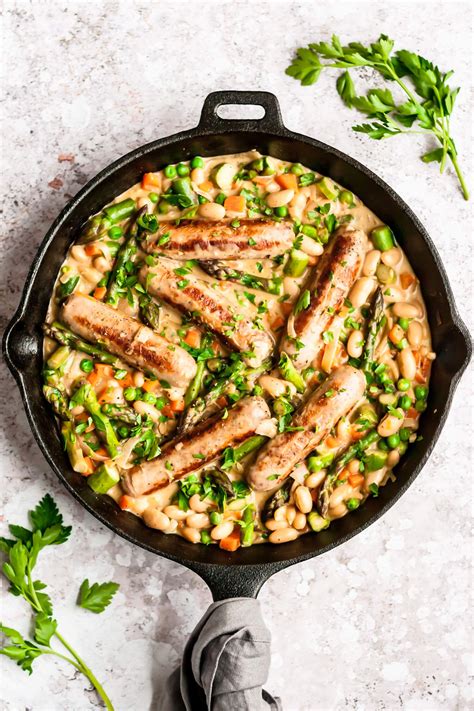 Healthy Creamy Chicken Sausage Skillet - Eat Love Eat | Recipe ...