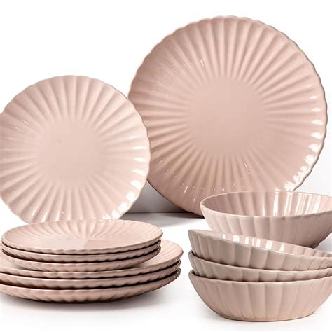 Anko Scalloped 12 Pieces Solid Dinner Set|Premium Crockery For Dining ...