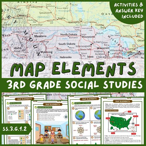Map Elements Activity & Answer Key 3rd Grade Social Studies - Classful
