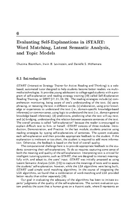 iSTART Feedback Systems: Evaluating Self-Explanations (Module 4) - Studocu