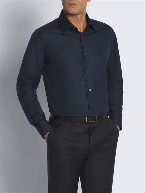 Essential navy blue cotton formal shirt | Dark blue dress shirt, Formal ...