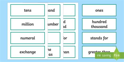 Year Five Numeracy Vocabulary Word Cards - Numbers and the Number System