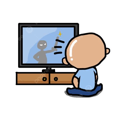 Cartoon Kid Watching Tv