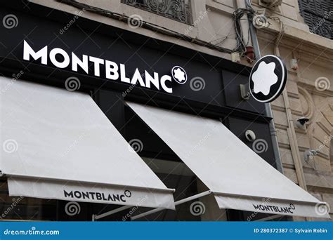 Mont Blanc Logo Text and Brand Sign Shop Wall Facade German ...