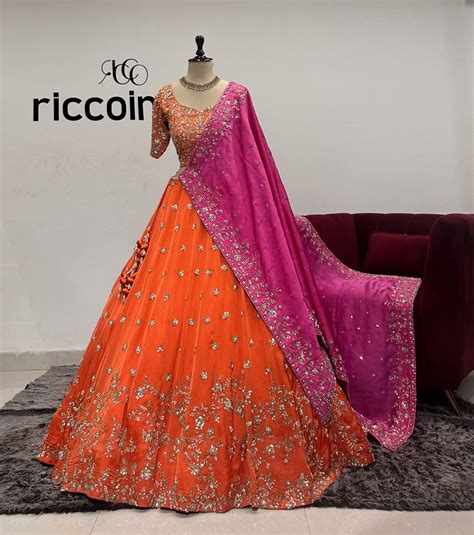 ORANGE & PINK LEHENGA – Ricco India
