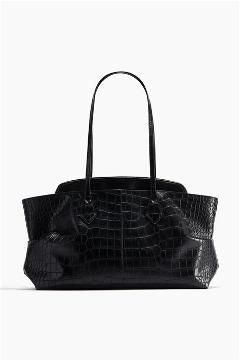 Shopper - Black/Crocodile pattern - Ladies | H&M IN