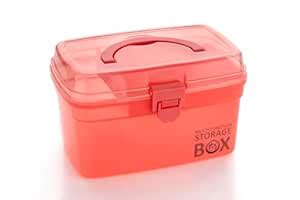 BLACK MOON Multi-purpose Storage Box Red Color Portable Handled Plastic ...