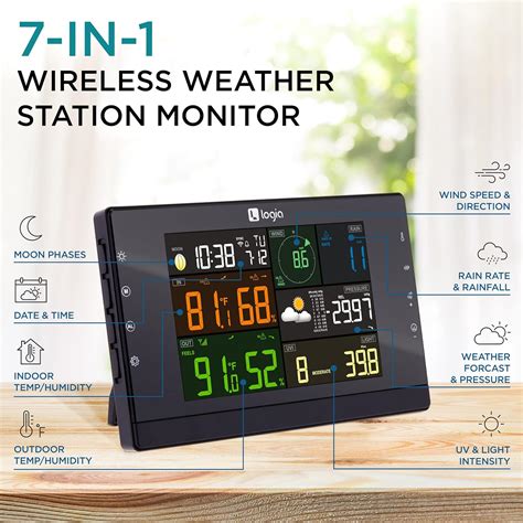 Buy Logia 7-in-1 Wi-Fi Wireless Weather Station with Solar | Indoor ...