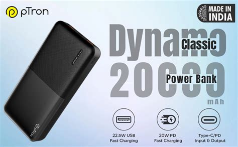 pTron Newly Launched Dynamo Classic 20000mAh 22.5W Power Bank, Supports ...