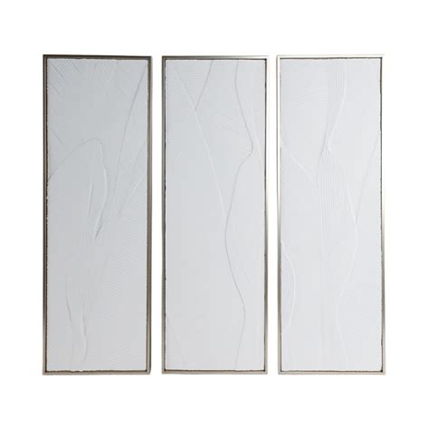 S/3 16x48 Bradenton White Leaves Wall Decor | Sagebrook Home
