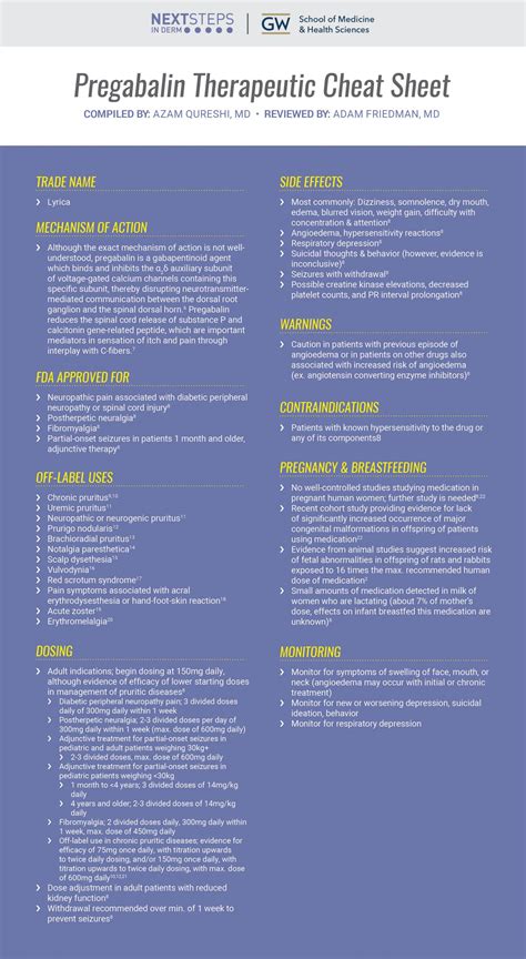 Pregabalin for Chronic Pruritus | Therapeutic Cheat Sheet - Next Steps in Dermatology